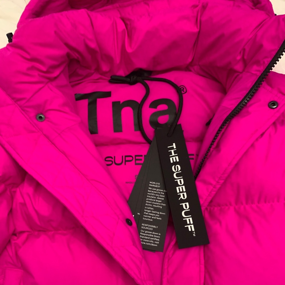 Pink Super Puff coat by Aritzia